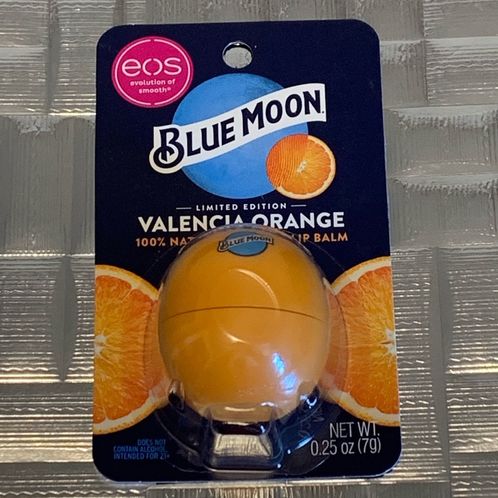 EOS Blue Moon Valencia Orange Lip Balm Sphere 0.25 oz 7g Limited Edition NIB New
